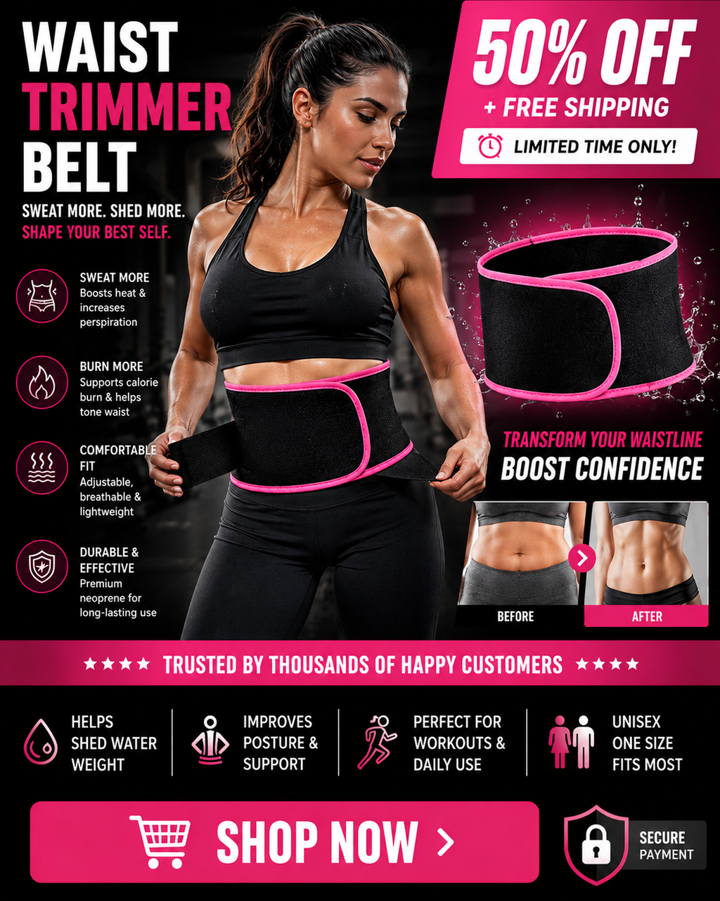 Sweat & Shape Waist Trimmer Belt