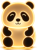 Panda-shaped night light with a warm glow on a white background