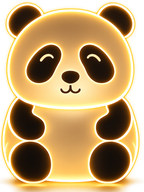Panda-shaped night light with a warm glow on a white background